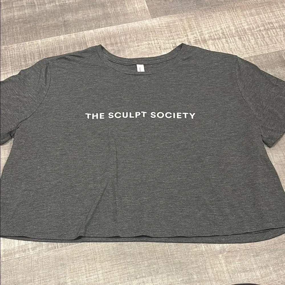 the sculpt society grey crop tee